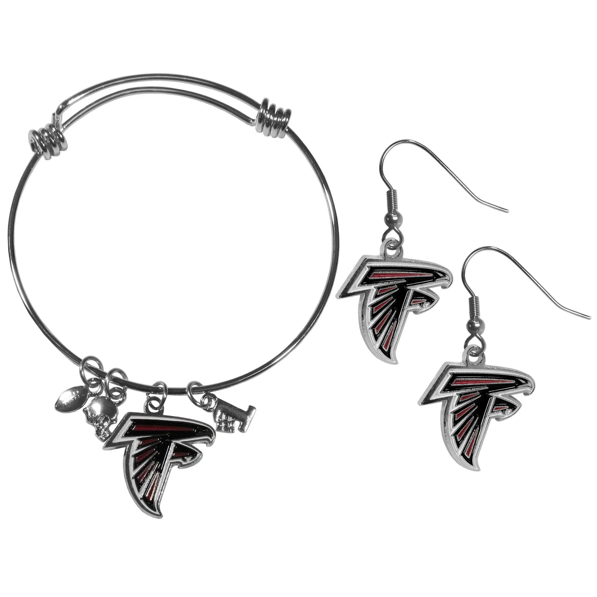 Atlanta Falcons Dangle Earrings and Charm Bangle Bracelet Set - Siskiyou Buckle - Flyclothing LLC