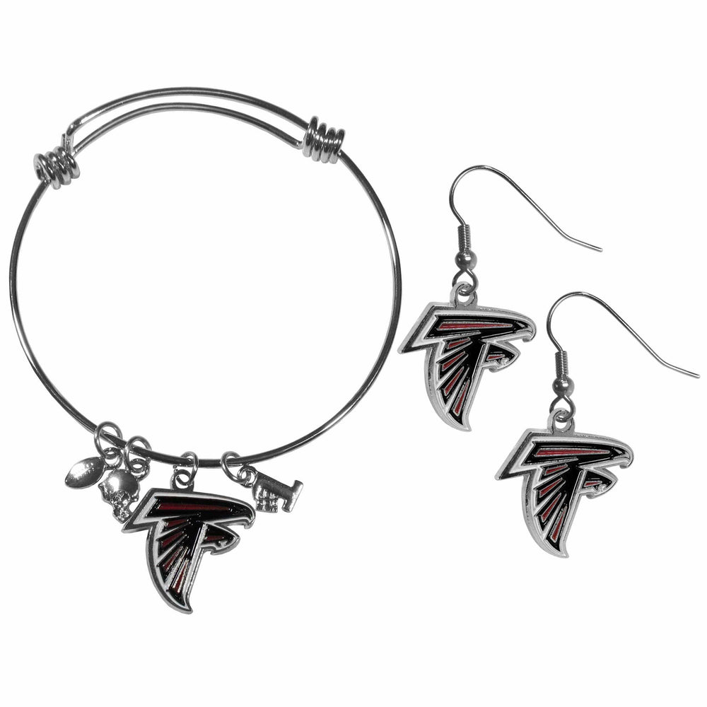Atlanta Falcons Dangle Earrings and Charm Bangle Bracelet Set - Siskiyou Buckle - Flyclothing LLC
