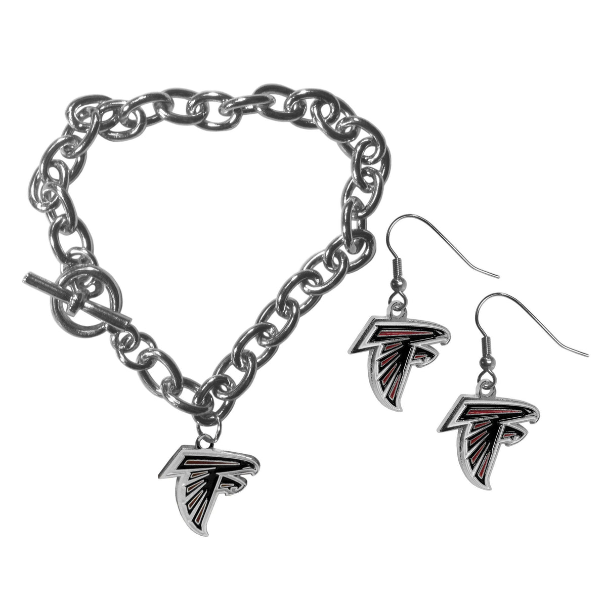 Atlanta Falcons Chain Bracelet and Dangle Earring Set - Flyclothing LLC