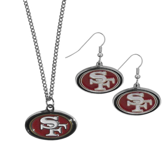 San Francisco 49ers Dangle Earrings and Chain Necklace Set - Siskiyou Buckle