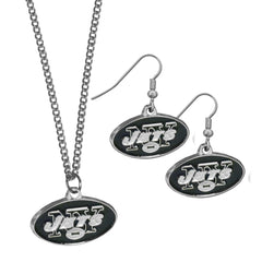 New York Jets Dangle Earrings and Chain Necklace Set - Flyclothing LLC