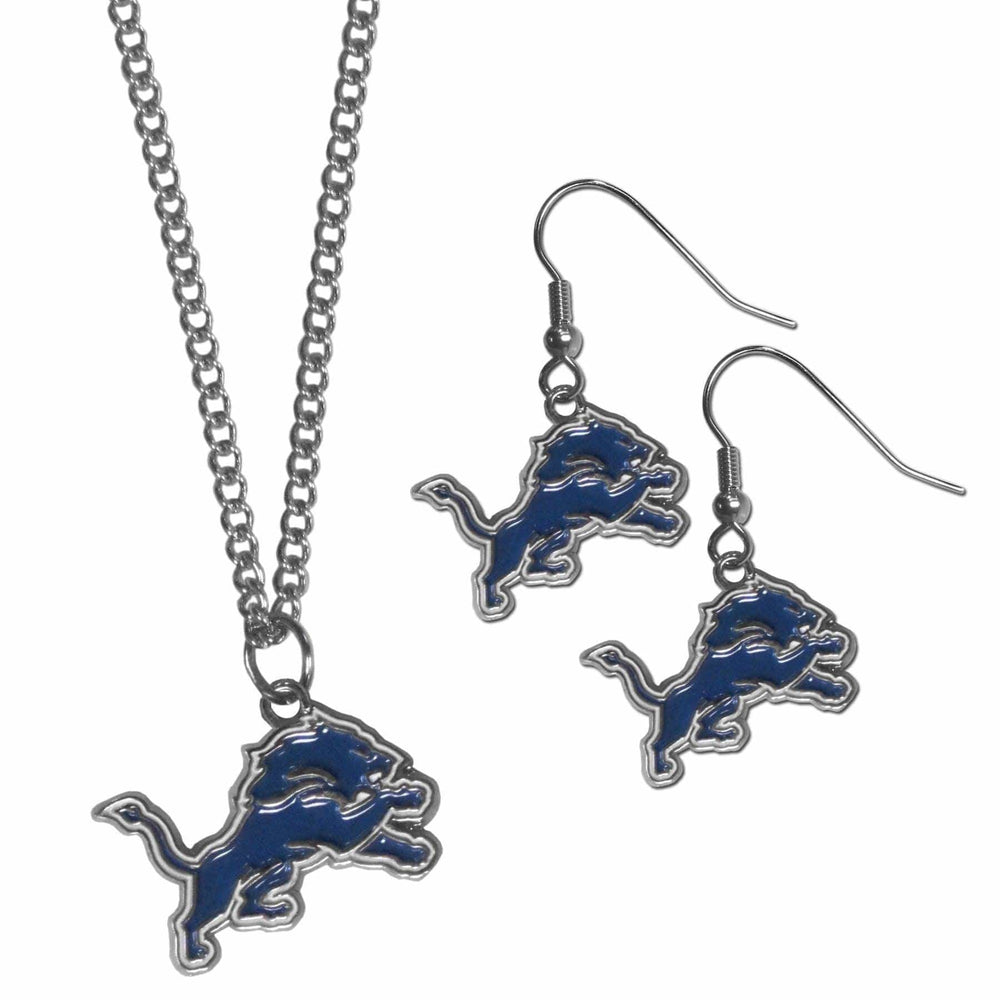 Detroit Lions Dangle Earrings and Chain Necklace Set - Siskiyou Buckle