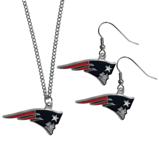 New England Patriots Dangle Earrings and Chain Necklace Set - Flyclothing LLC