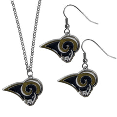 Los Angeles Rams Dangle Earrings and Chain Necklace Set - Flyclothing LLC