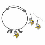 Minnesota Vikings Dangle Earrings and Charm Bangle Bracelet Set - Siskiyou Buckle