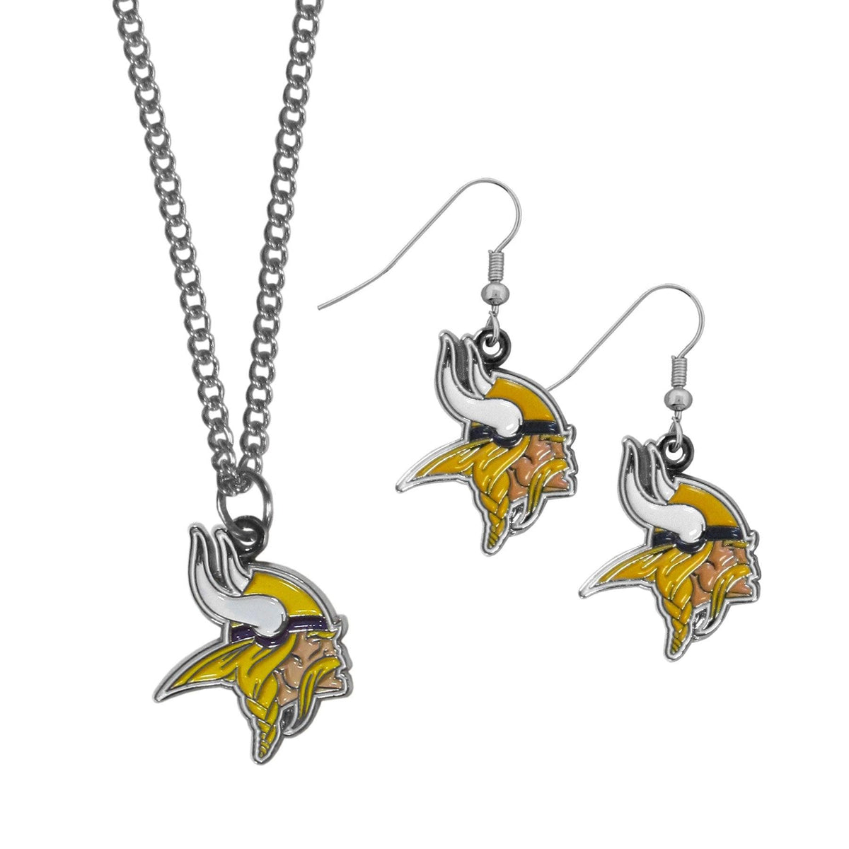 Minnesota Vikings Dangle Earrings and Chain Necklace Set - Flyclothing LLC