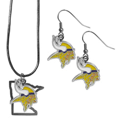 Minnesota Vikings Dangle Earrings and State Necklace Set - Flyclothing LLC