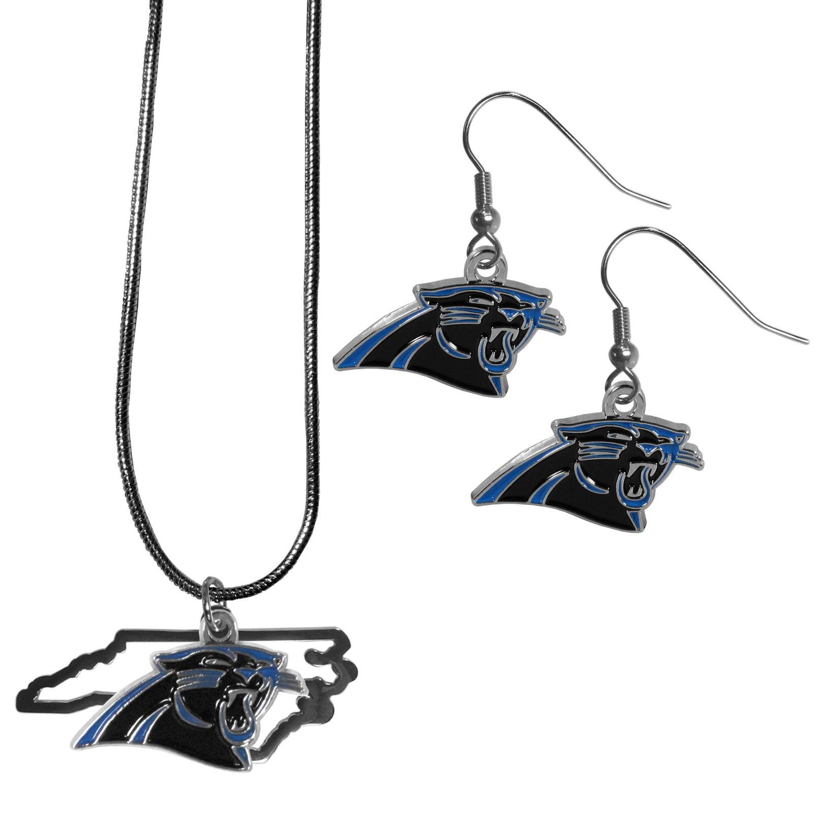 Carolina Panthers Dangle Earrings and State Necklace Set - Flyclothing LLC