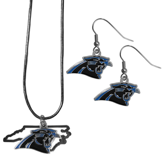 Carolina Panthers Dangle Earrings and State Necklace Set - Flyclothing LLC