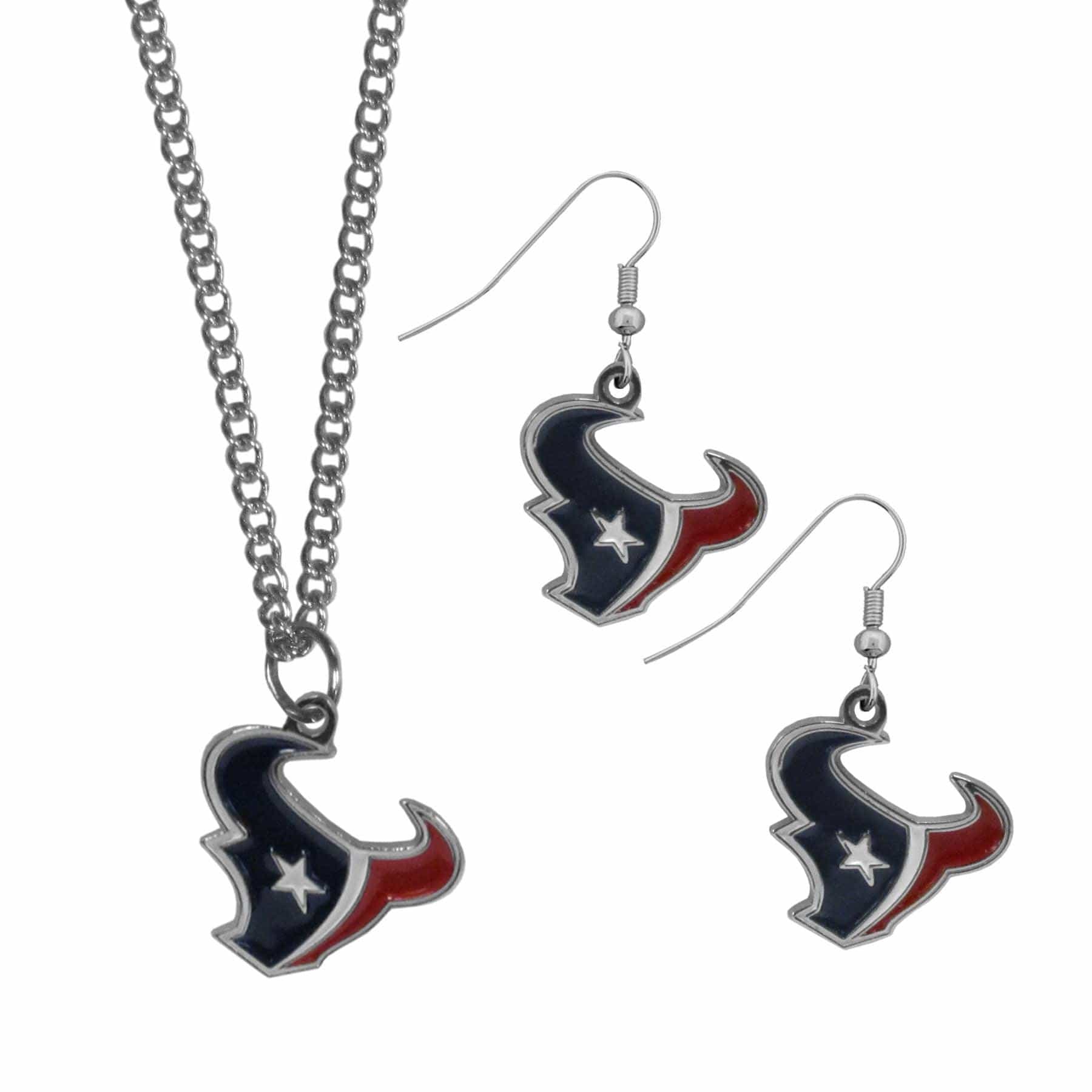 Houston Texans Dangle Earrings and Chain Necklace Set - Siskiyou Buckle - Flyclothing LLC