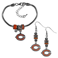 Chicago Bears Euro Bead Earrings and Bracelet Set - Flyclothing LLC