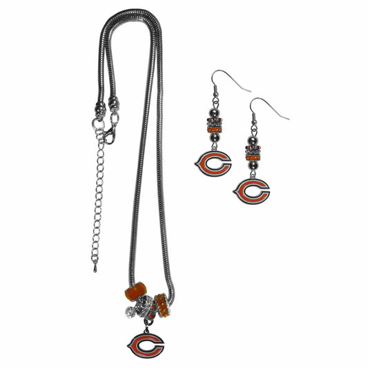 Chicago Bears Euro Bead Earrings and Necklace Set - Siskiyou Buckle - Flyclothing LLC