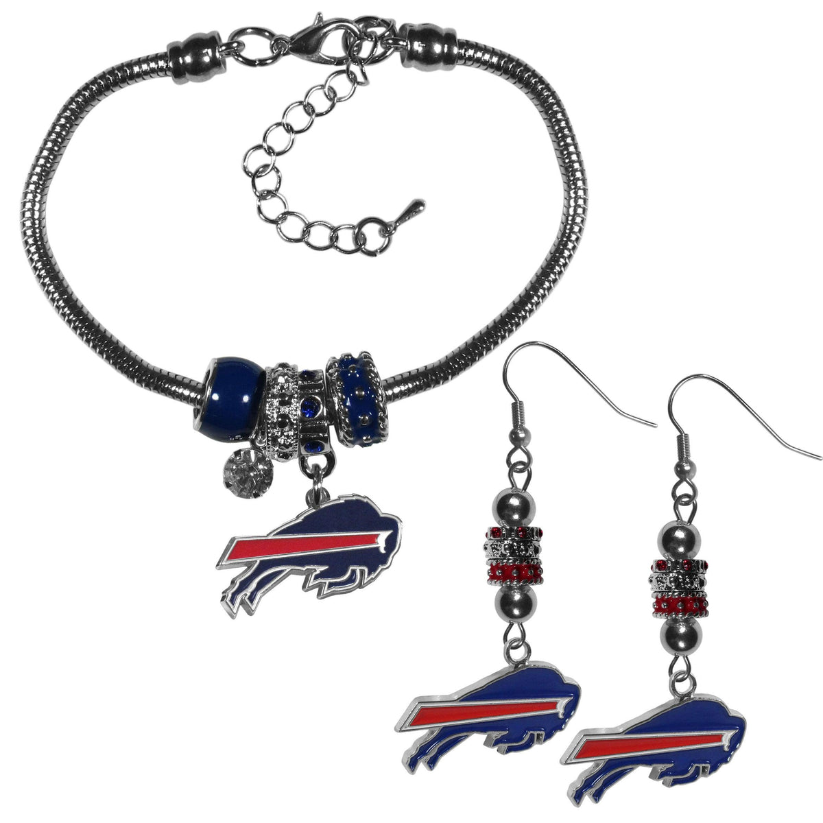 Buffalo Bills Euro Bead Earrings and Bracelet Set - Flyclothing LLC