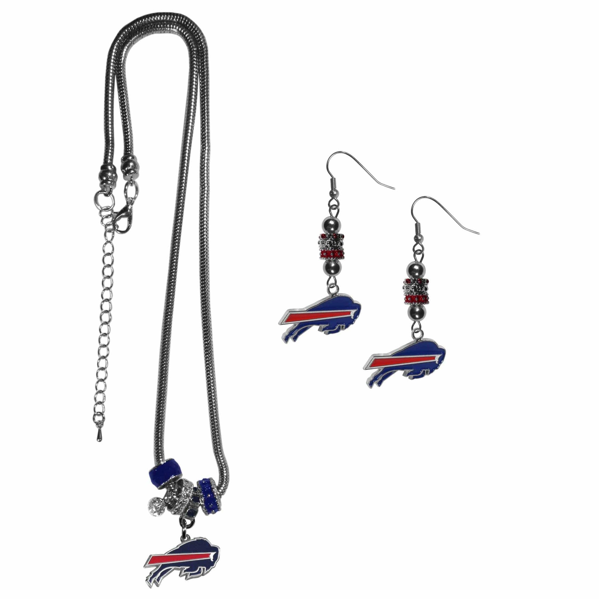 Buffalo Bills Euro Bead Earrings and Necklace Set - Siskiyou Buckle - Flyclothing LLC