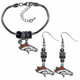 Denver Broncos Euro Bead Earrings and Bracelet Set - Siskiyou Buckle