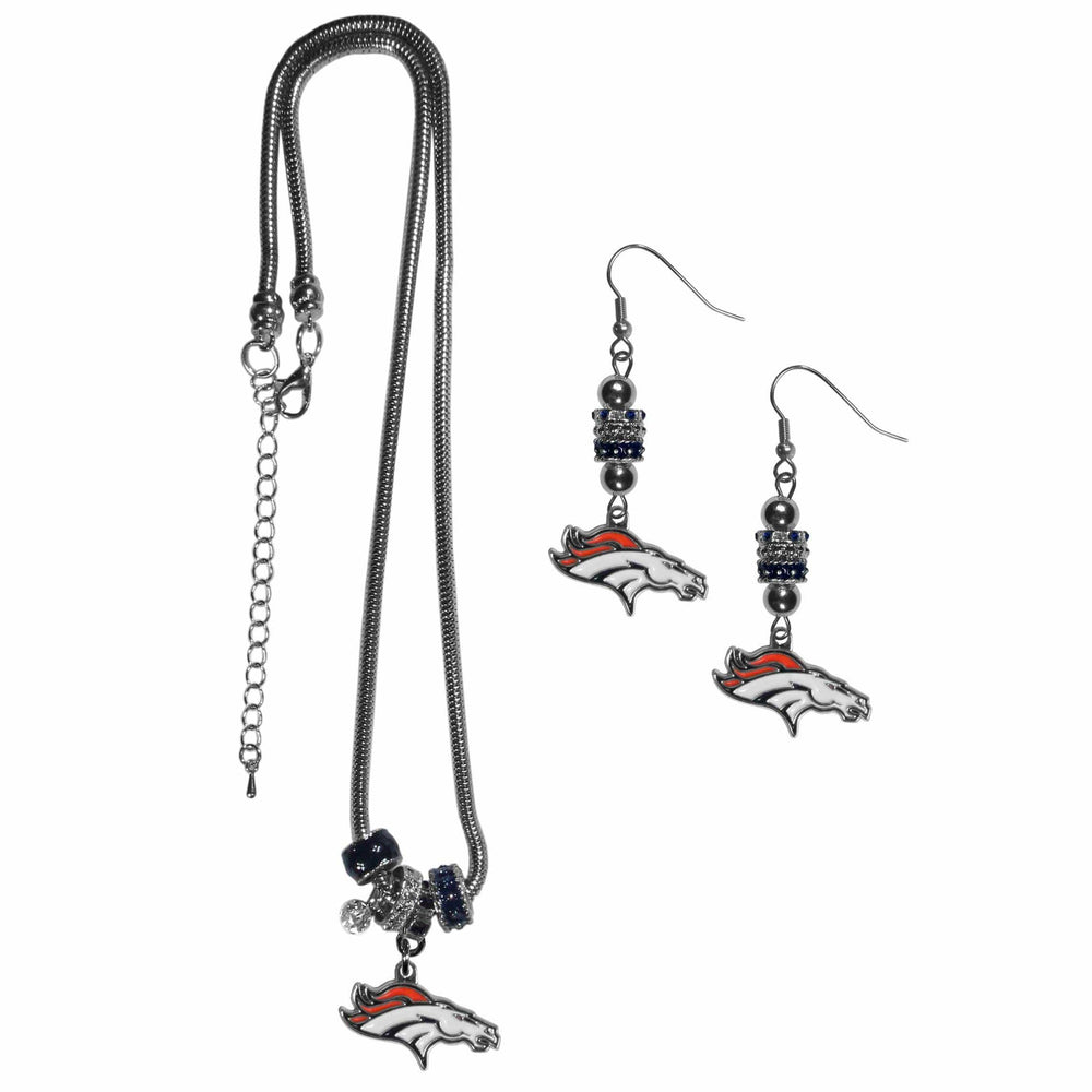 Denver Broncos Euro Bead Earrings and Necklace Set - Siskiyou Buckle