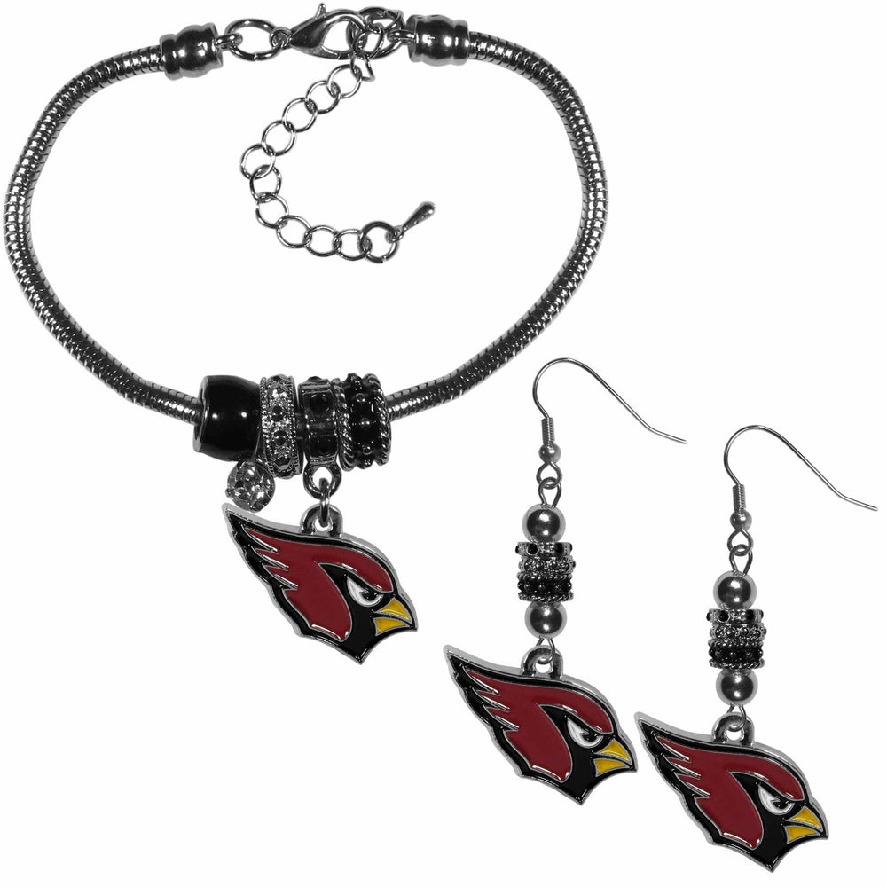 Arizona Cardinals Euro Bead Earrings and Bracelet Set - Siskiyou Buckle
