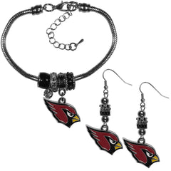Arizona Cardinals Euro Bead Earrings and Bracelet Set - Flyclothing LLC