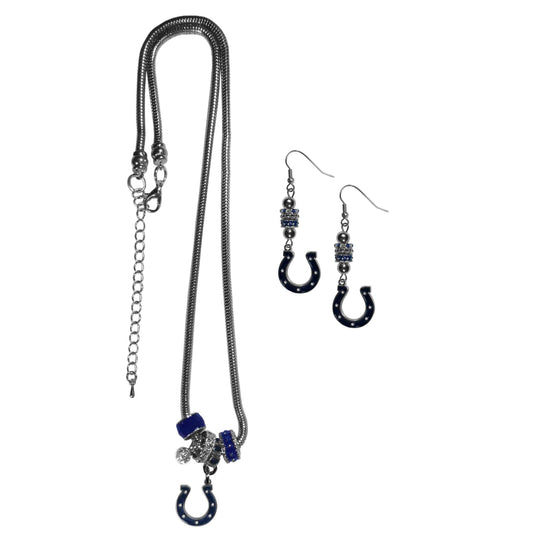 Indianapolis Colts Euro Bead Earrings and Necklace Set - Siskiyou Buckle