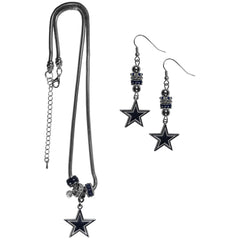Dallas Cowboys Euro Bead Earrings and Necklace Set - Flyclothing LLC