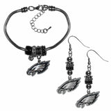 Philadelphia Eagles Euro Bead Earrings and Bracelet Set - Siskiyou Buckle - Flyclothing LLC