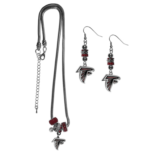 Atlanta Falcons Euro Bead Earrings and Necklace Set - Flyclothing LLC