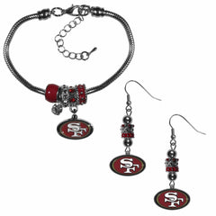 San Francisco 49ers Euro Bead Earrings and Bracelet Set - Siskiyou Buckle