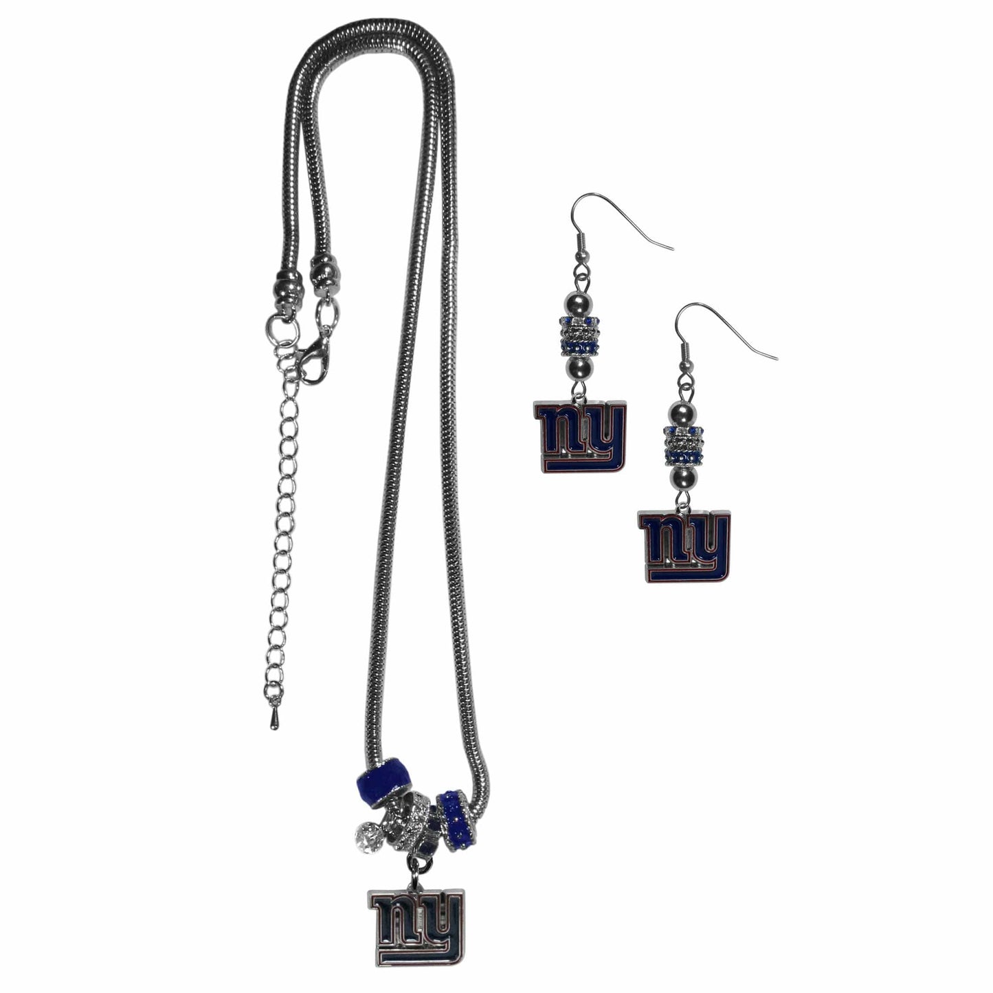 New York Giants Euro Bead Earrings and Necklace Set - Siskiyou Buckle - Flyclothing LLC