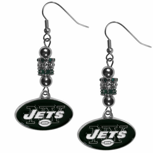 New York Jets Euro Bead Earrings - Siskiyou Buckle