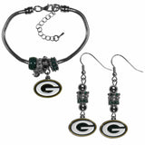 Green Bay Packers Euro Bead Earrings and Bracelet Set - Siskiyou Buckle