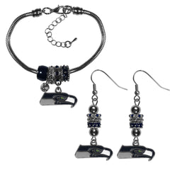 Seattle Seahawks Euro Bead Earrings and Bracelet Set - Flyclothing LLC