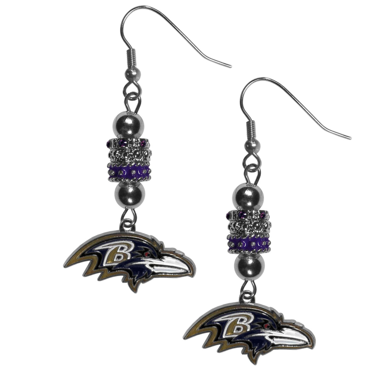 Baltimore Ravens Euro Bead Earrings - Flyclothing LLC