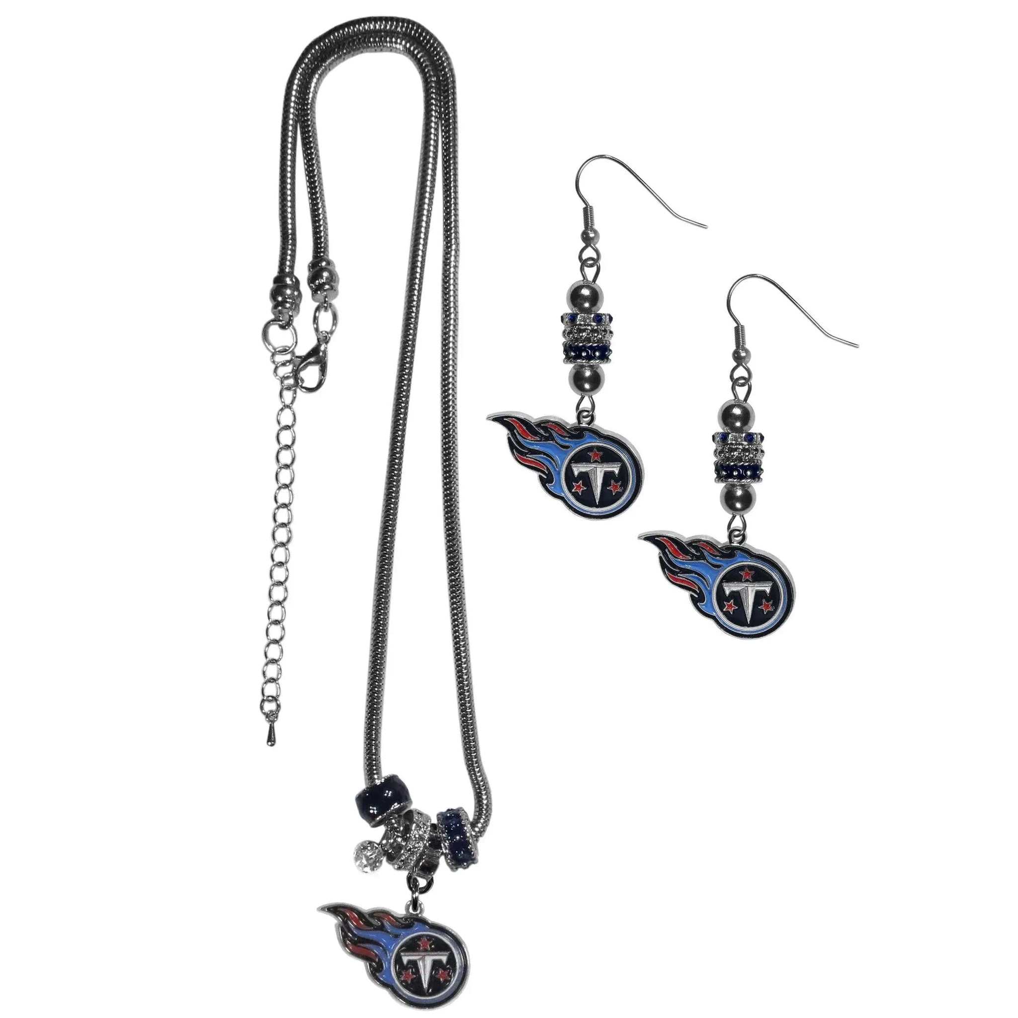 Tennessee Titans Euro Bead Earrings and Necklace Set - Siskiyou Buckle - Flyclothing LLC
