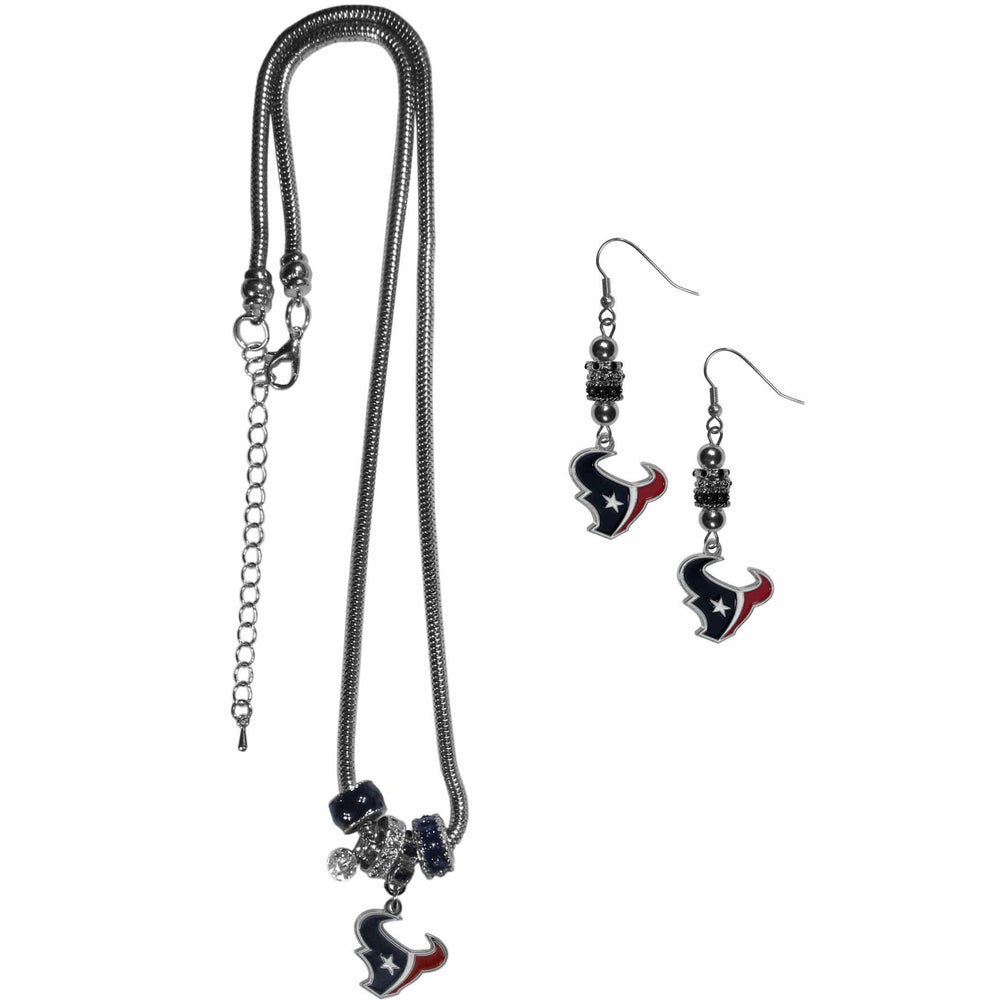Houston Texans Euro Bead Earrings and Necklace Set - Siskiyou Buckle - Flyclothing LLC