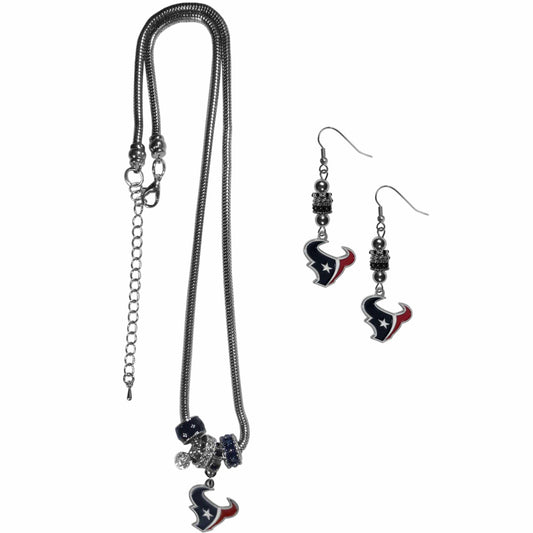 Houston Texans Euro Bead Earrings and Necklace Set - Siskiyou Buckle