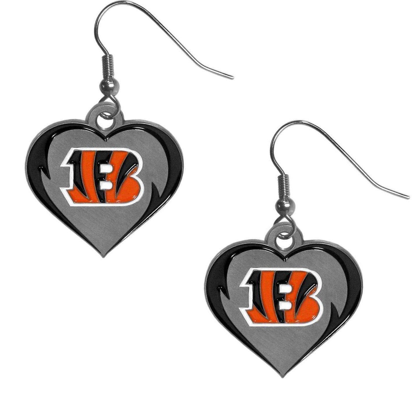 Cincinnati Bengals Heart Dangle Earrings - Siskiyou Buckle - Flyclothing LLC