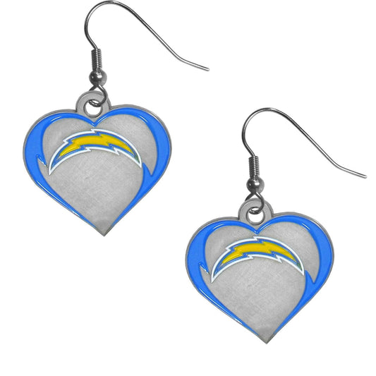 Los Angeles Chargers Heart Dangle Earrings - Flyclothing LLC
