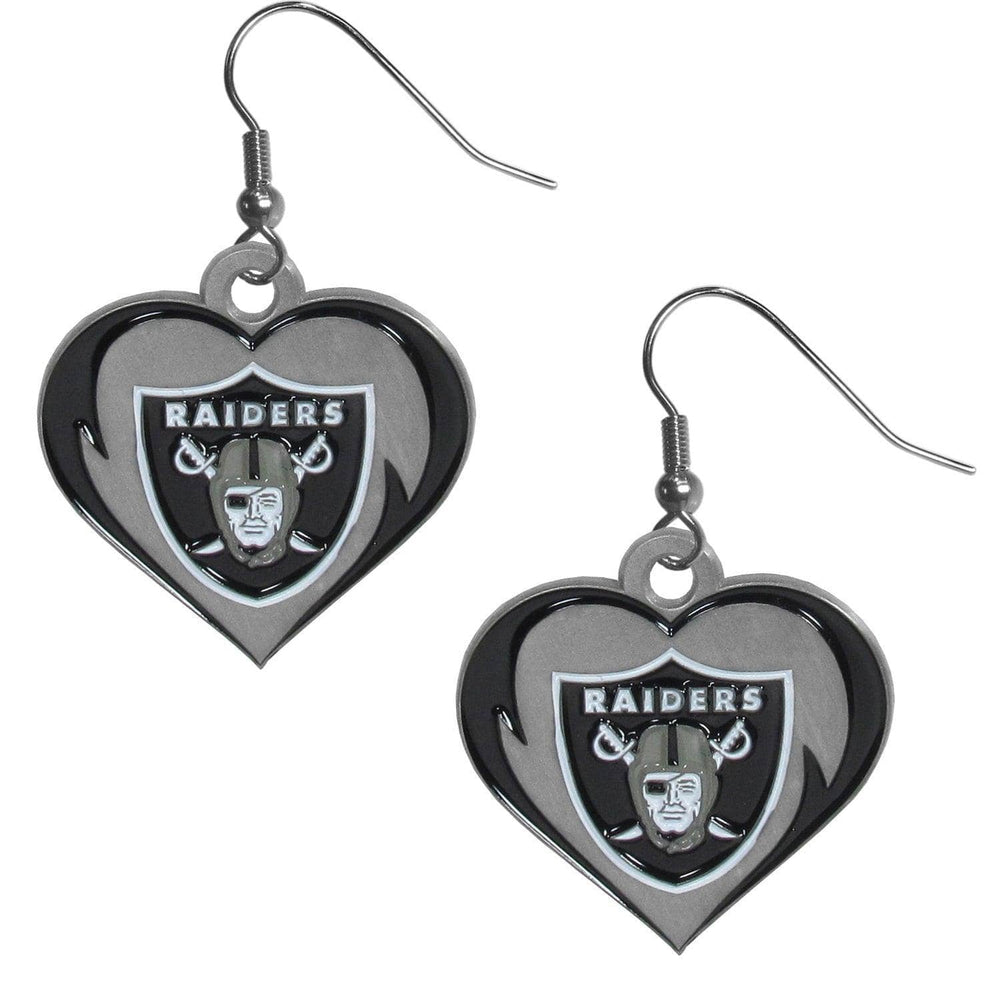 Las Vegas Raiders Heart Dangle Earrings - Siskiyou Buckle