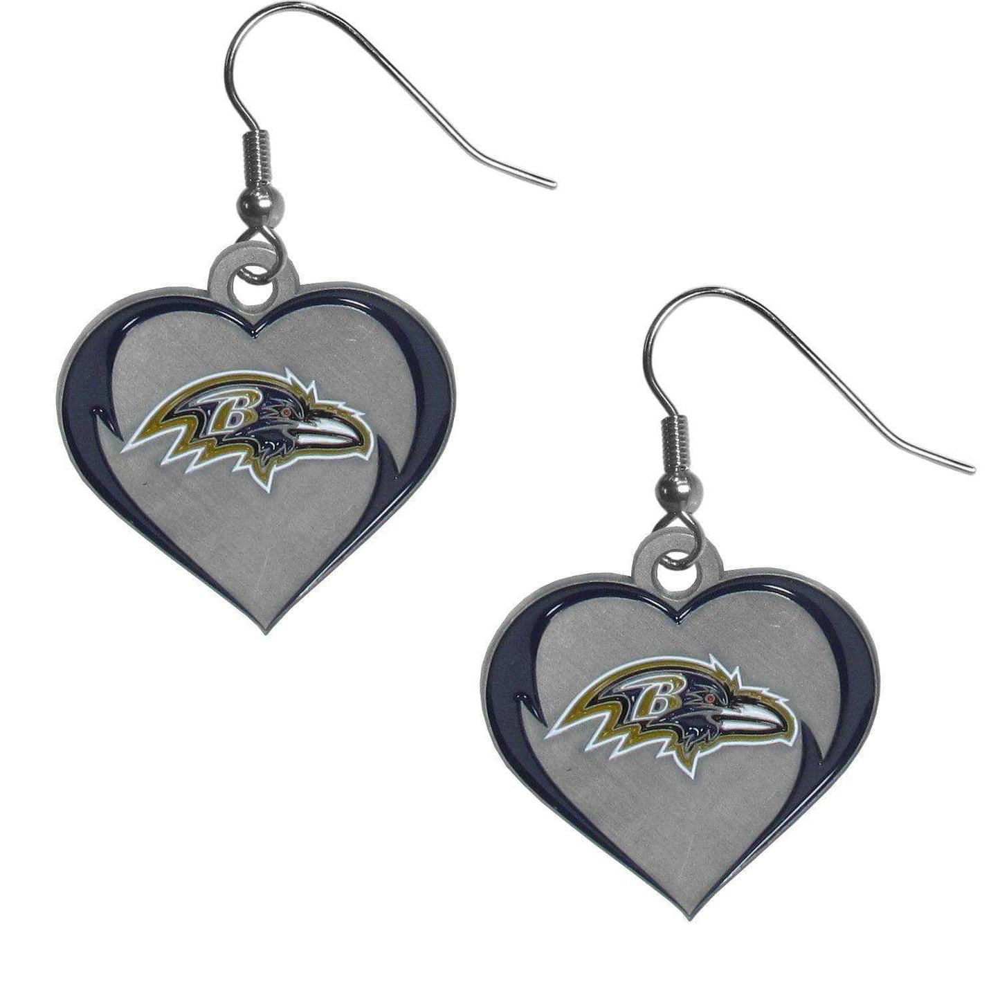 Baltimore Ravens Heart Dangle Earrings - Siskiyou Buckle - Flyclothing LLC