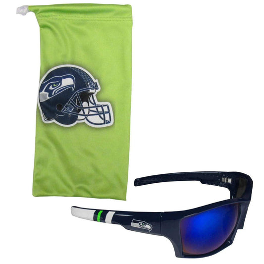 Seattle Seahawks Edge Wrap Sunglass and Bag Set - Siskiyou Buckle - Flyclothing LLC