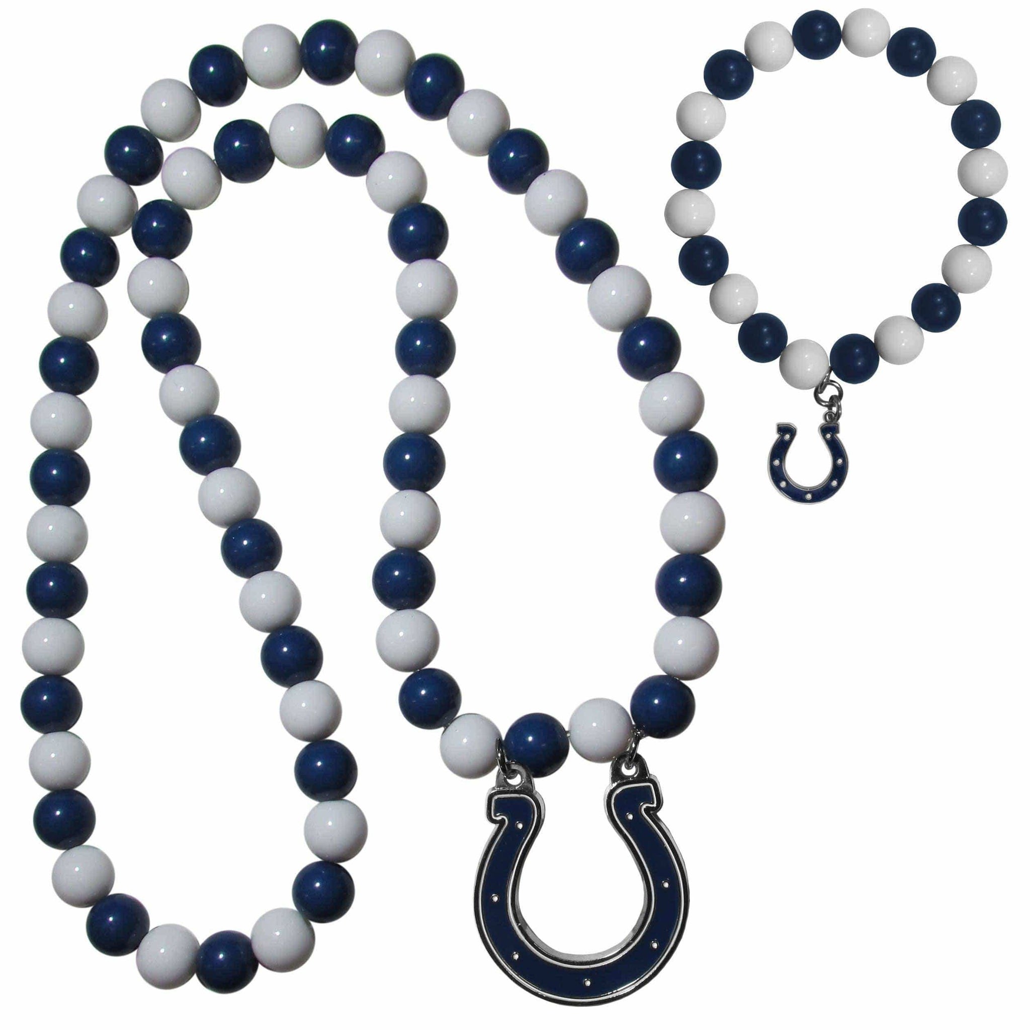 Indianapolis Colts Fan Bead Necklace and Bracelet Set - Siskiyou Buckle - Flyclothing LLC