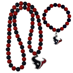 Houston Texans Fan Bead Necklace and Bracelet Set - Flyclothing LLC