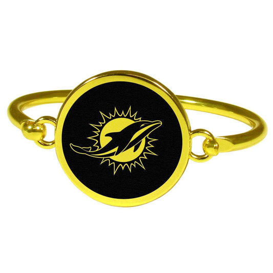 Miami Dolphins Gold Tone Bangle Bracelet - Siskiyou Buckle - Flyclothing LLC