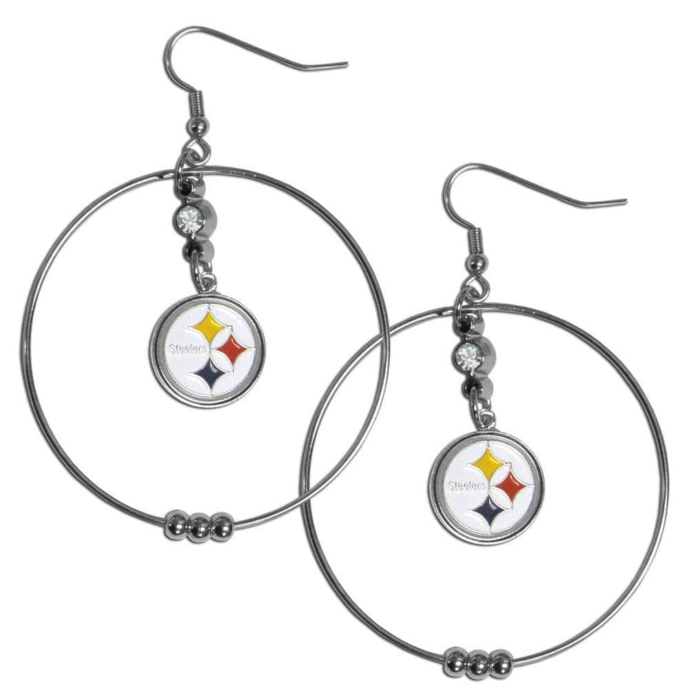 Pittsburgh Steelers 2 Inch Hoop Earrings - Siskiyou Buckle