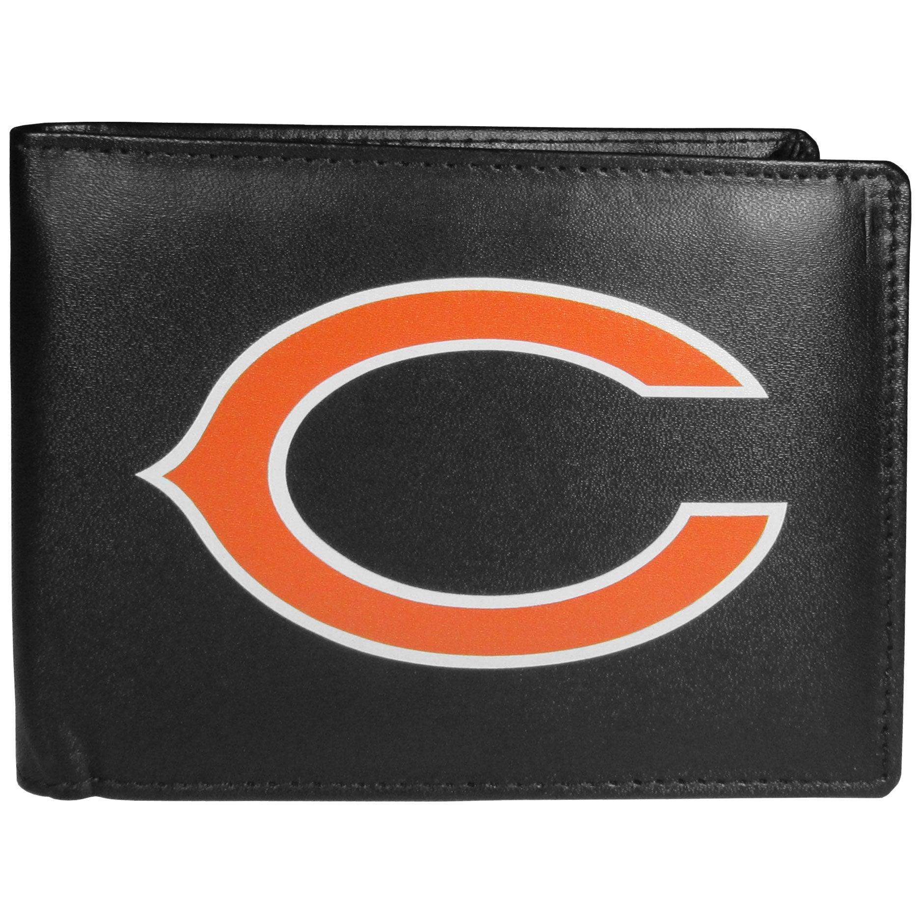 Chicago Bears Leather Bi-fold Wallet, Large Logo - Siskiyou Buckle - Flyclothing LLC
