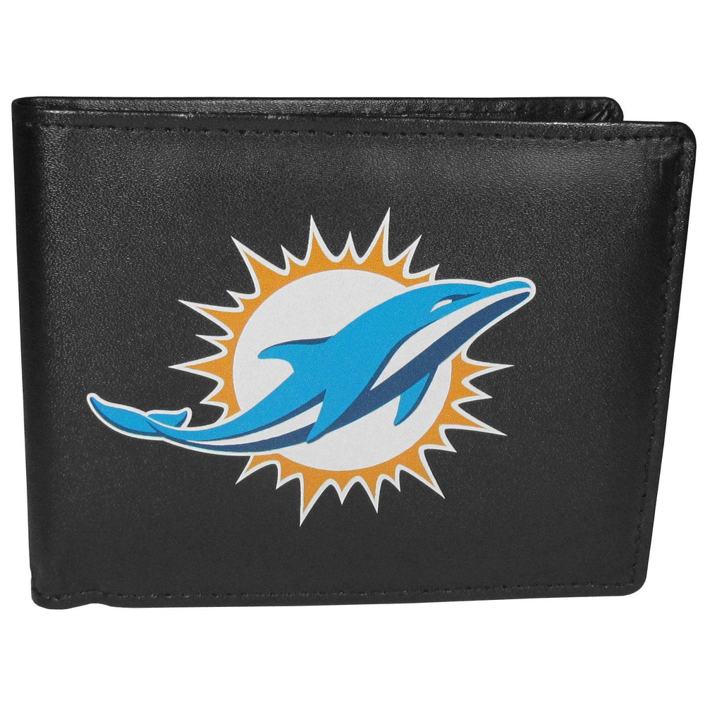 Miami Dolphins Leather Bi-fold Wallet, Large Logo - Siskiyou Buckle