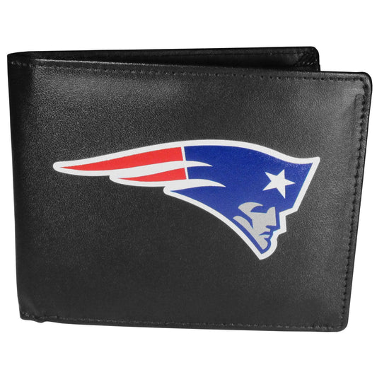 New England Patriots Leather Bi-fold Wallet, Large Logo - Flyclothing LLC