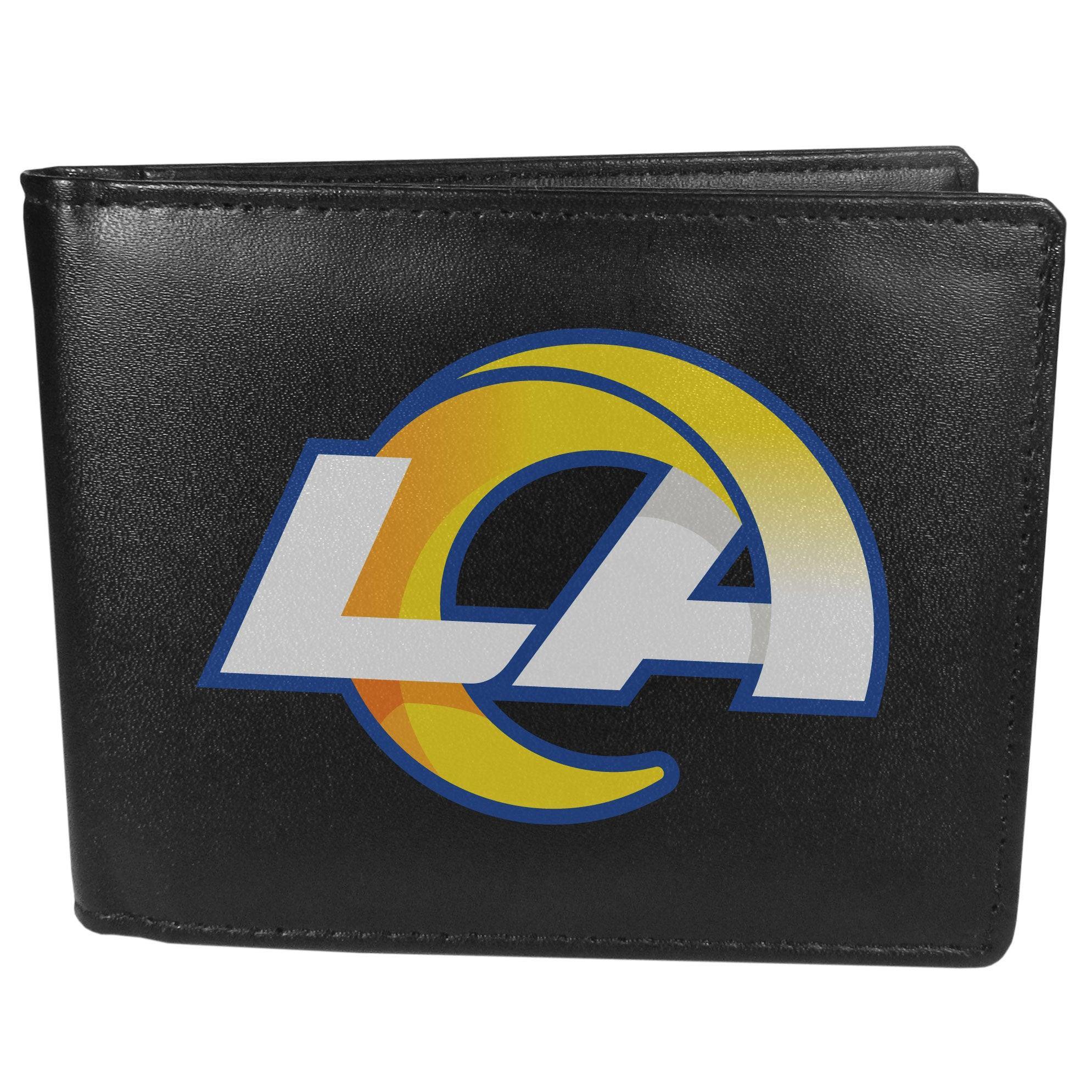 Los Angeles Rams Leather Bi-fold Wallet, Large Logo - Siskiyou Buckle