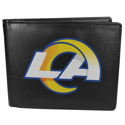 Los Angeles Rams Leather Bi-fold Wallet, Large Logo - Siskiyou Buckle