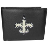 New Orleans Saints Leather Bi-fold Wallet, Large Logo - Siskiyou Buckle